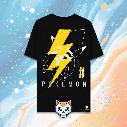 Pokémon T-Shirt Black Pikachu Electrifying Line-art