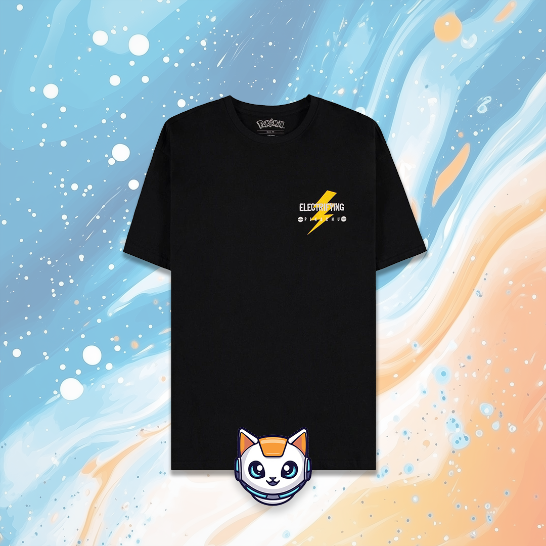 Pokémon T-Shirt Black Pikachu Electrifying Line-art